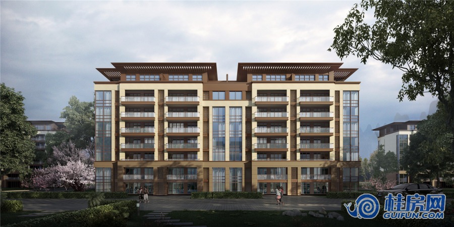 大龙湾效果图-8层洋房南侧透视