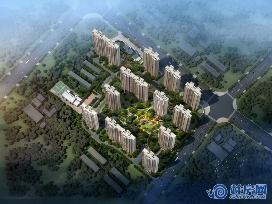 碧桂园剑桥郡日景鸟瞰效果图
