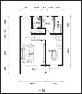 碧水嘉园 水印帝景复式楼一层户型图
