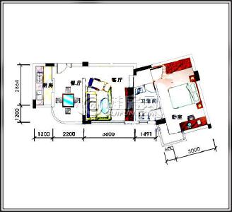 碧水康城18#B户型一房两厅一卫（售罄）