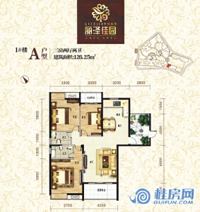 1#A户型三房两厅两卫建筑面积：126.25㎡