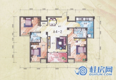 宜和云天A4-2户型三房两厅两卫106.40㎡
