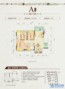 龙光普罗旺斯北区A户型 四房两厅两卫 建面约119.4㎡