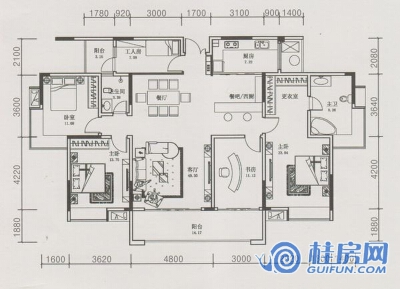 D3户型五房两厅两卫180㎡
