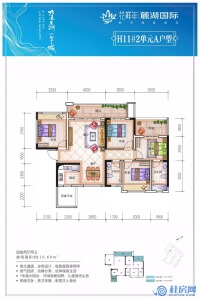 麓湖国际【翡翠湾】H11#2单元户型图：116.69㎡四房两厅两卫