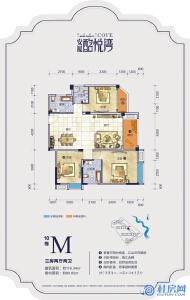 安厦·酩悦湾10栋M户型三房两厅两卫116.34㎡