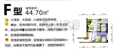 合通巴比伦1期F户型一房一厅一卫44.70㎡