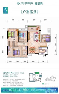 麓湖国际【翡翠湾】9#户型图：115.52㎡四房两厅两卫