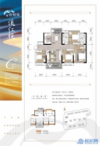 溪江悦一期C户型113平米户型