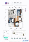 牧川智汇公馆B户型：84.19㎡三房两厅一卫
