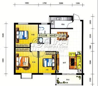中房·阳光三房两厅一卫户型图
