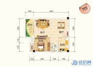 8号楼 2户型56.75平 1室2厅1卫1厨 平层 西