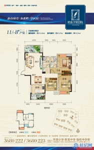 （售罄）精通伊顿国际11#楼B户型 三房两厅两卫 建面约115.05㎡
