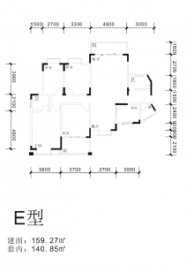 泗洲湾花园?漓江公馆四房E户四房两厅两卫159.27㎡
