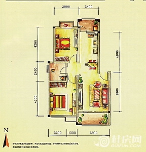 联达·山与城G1户型两房两厅一卫