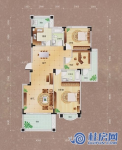 2#D1-2户型三房两厅两卫