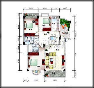 碧水康城1#B户型三房两厅两卫