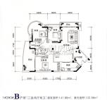 金地怡和东岸C户型三房两厅两卫 内庭院141.80㎡