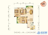8号楼 3户型102.57平 3室2厅1卫1厨 平层 西北