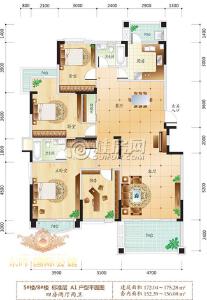 东晖国际公馆A1户型四房两厅两卫152.39-156.08㎡
