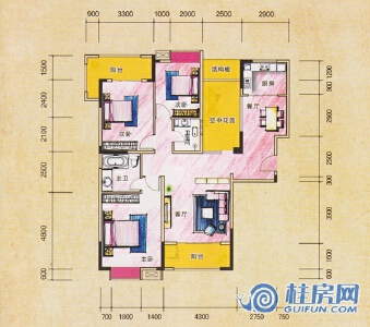 宜和云天12#A户型3房2厅2卫138.91㎡