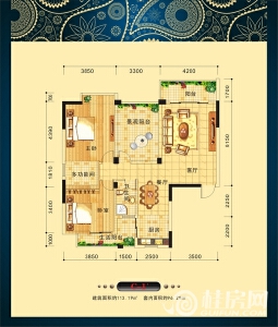 阳光叠彩6#C-1′户型两房两厅一卫 多功能间约113.91㎡