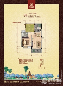兴进·中央尊馆8#户型 二房二厅一卫71.95㎡