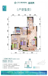 麓湖国际【翡翠湾】1#户型图：99.76㎡