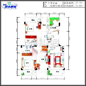 碧水康城12栋E户型三房一厅两卫复式37.78平米（售罄）