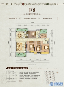 龙光普罗旺斯北区F户型 五房两厅两卫 建面约140.01㎡