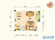 8号楼 5户型56.75平 1室2厅1卫1厨 平层 东