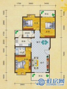 3#A户型三房两厅两卫117.42㎡（售罄）