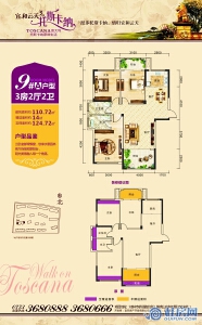 宜和云天三期9#A户型3房2厅2卫 建面约110.72㎡