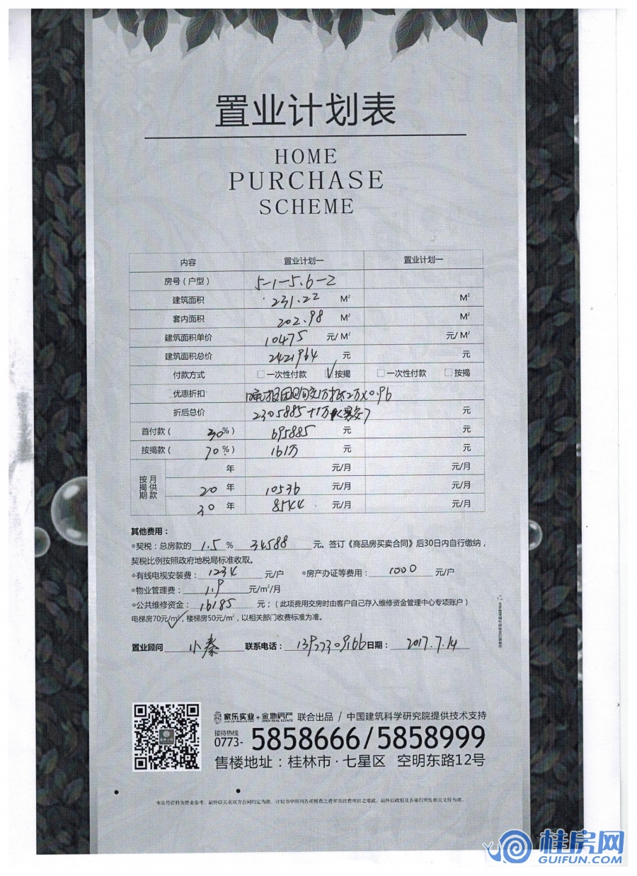 华御公馆5#楼（5-1-5、6-2）置业计划表