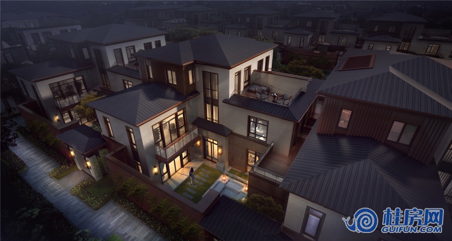 大龙湾效果图-合院鸟瞰图