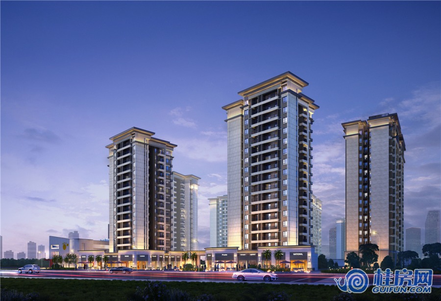 联发乾景御府沿街立面夜景图