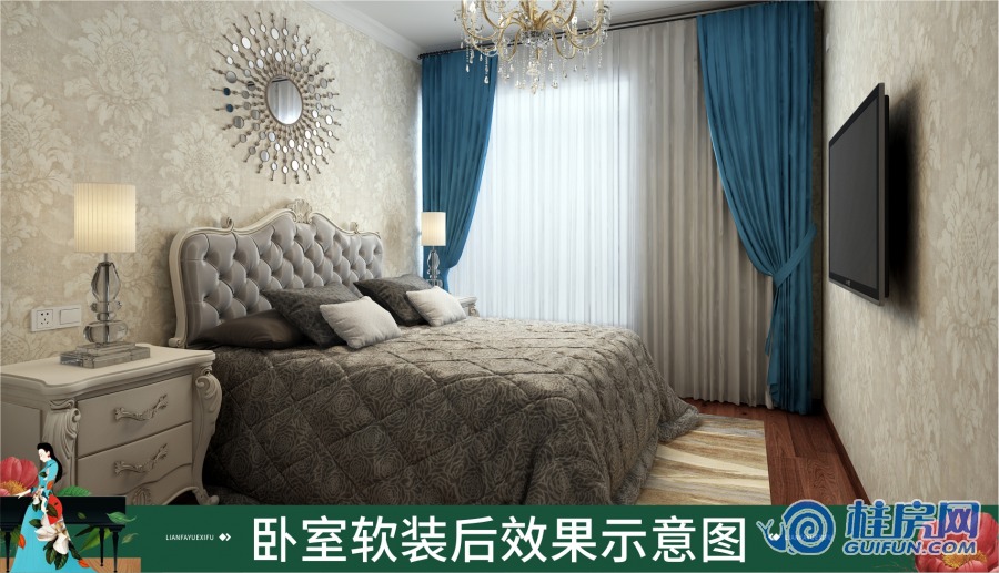 联发悦溪府89㎡装修效果图（简欧）