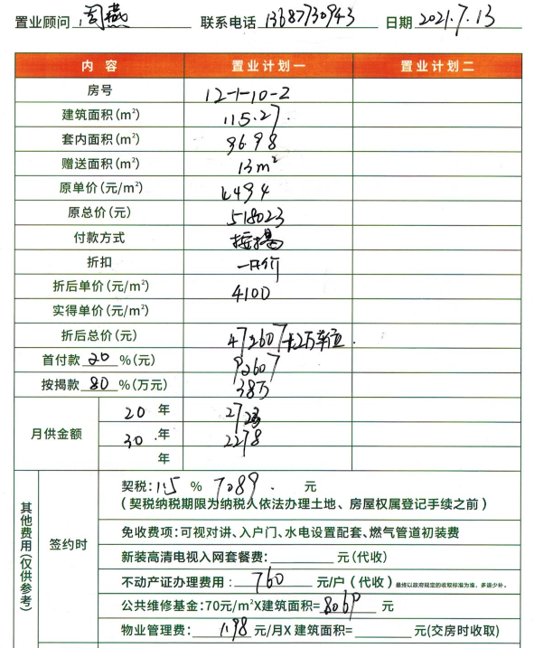 安厦学府滨江12-1-10-2置业计划表
